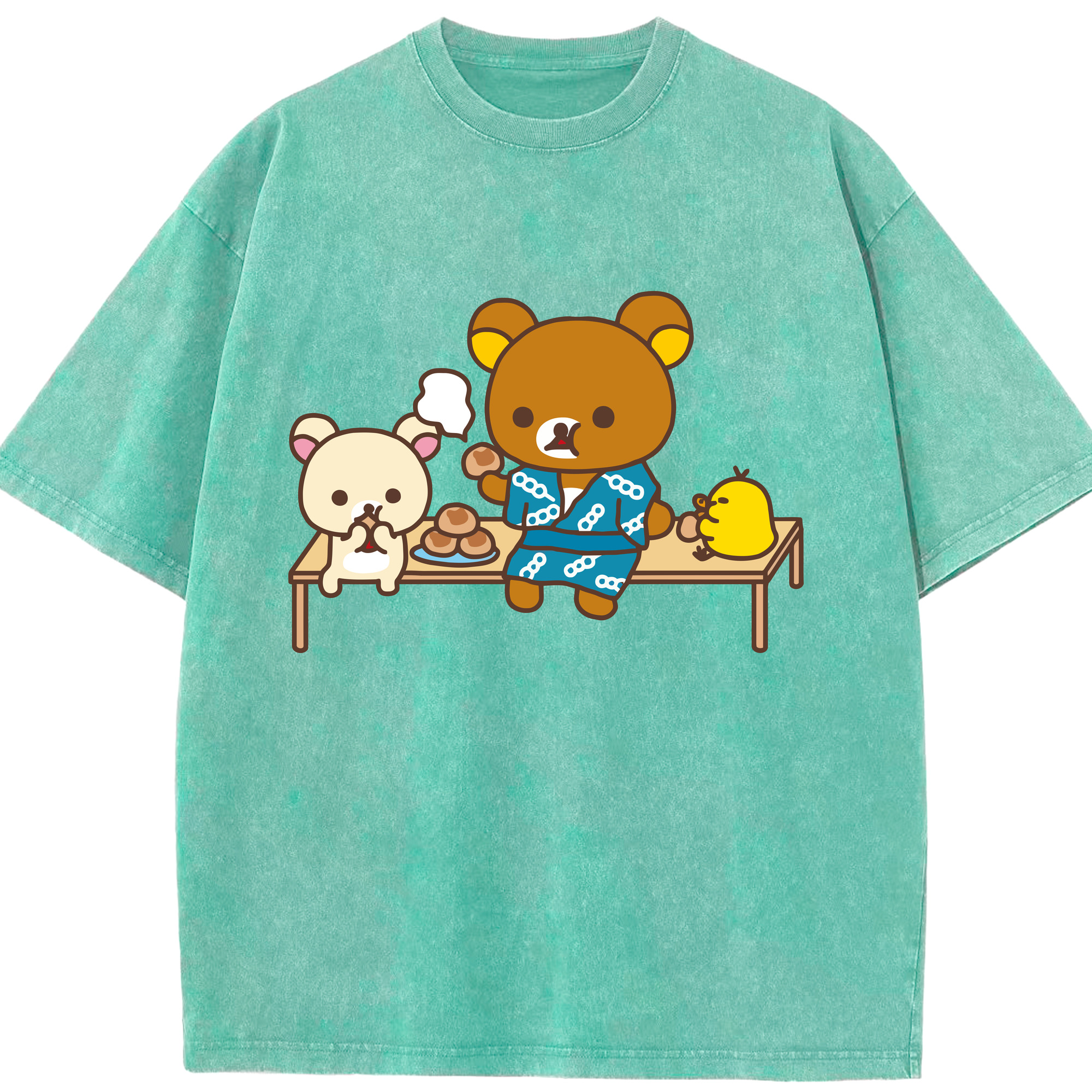 （画像用） リラックマ リラックマ キイロイトリ Rilakkuma Korilakkuma Kiiroitori 綿100% ヴィンテージ風 半袖Tシャツ（フロントプリント）